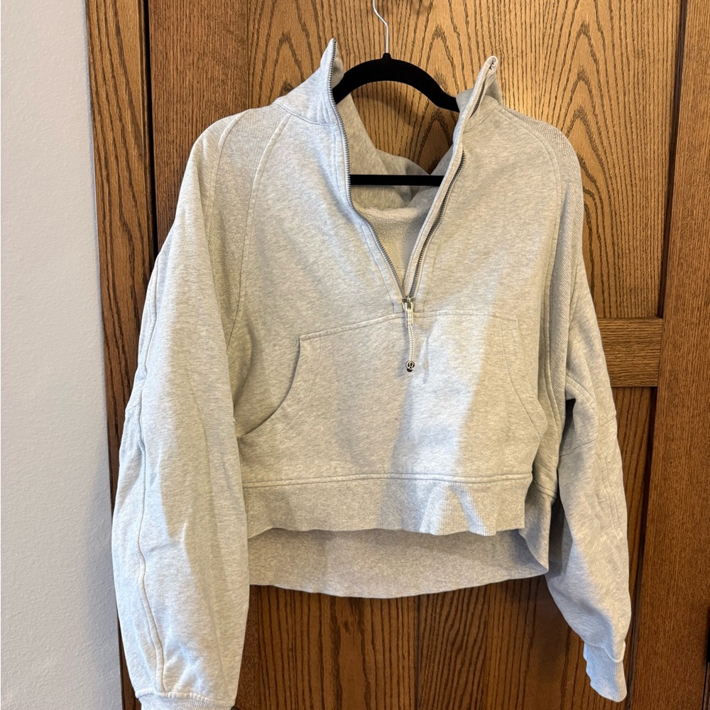 lululemon athletica Light Gray Cropped Half-Zip Pullover
